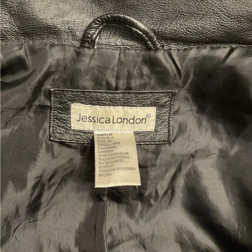 Jessica London Leather Shawl Collar Moto Jacket & BONUS Scarf Bundle blk sz20